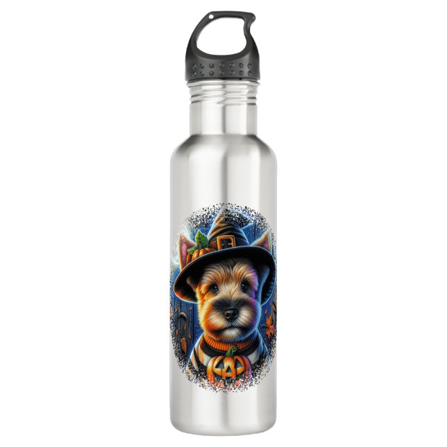 Terrier Dog Halloween Edelstahlflasche (Vorderseite)
