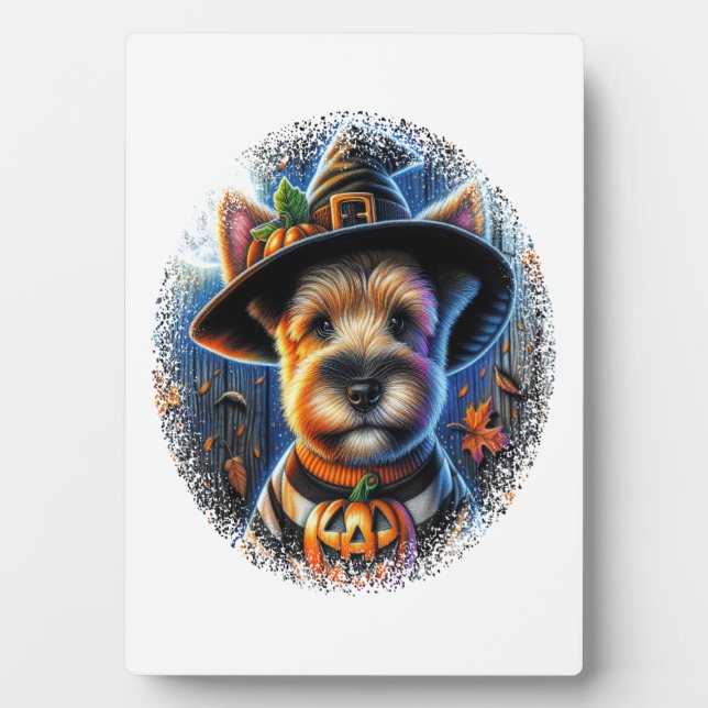 Terrier Dog Halloween Fotoplatte (Vorderseite)