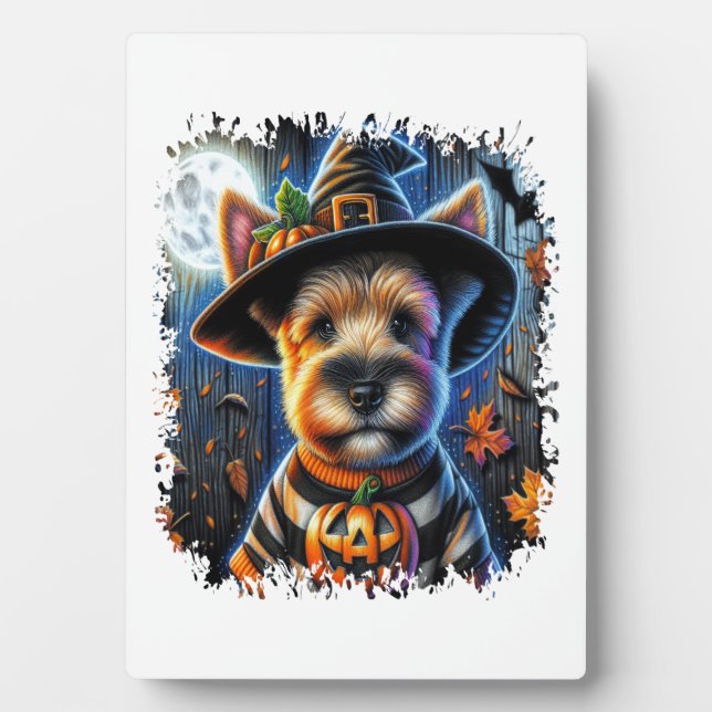 Terrier Dog Halloween Square Fotoplatte (Vorderseite)