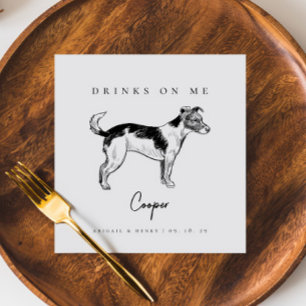 Terrier Dog Sketch Drinks auf Me Pet Wedding Serviette