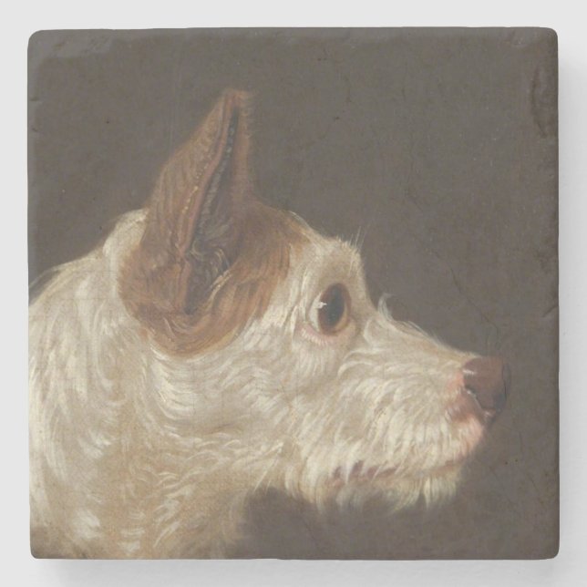Terrier Dog's Head (von James Ward) Steinuntersetzer (Vorderseite)