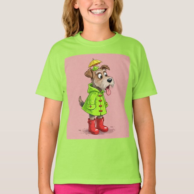Terrier in einem Regenmantel von Natasha Us T-Shirt (Vorderseite)