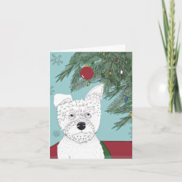 Terrier mit Weihnachtsbaum Dankeskarte