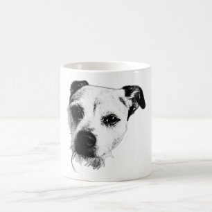Terrier Mix Nah-Up Monochrome-Tasse Kaffeetasse