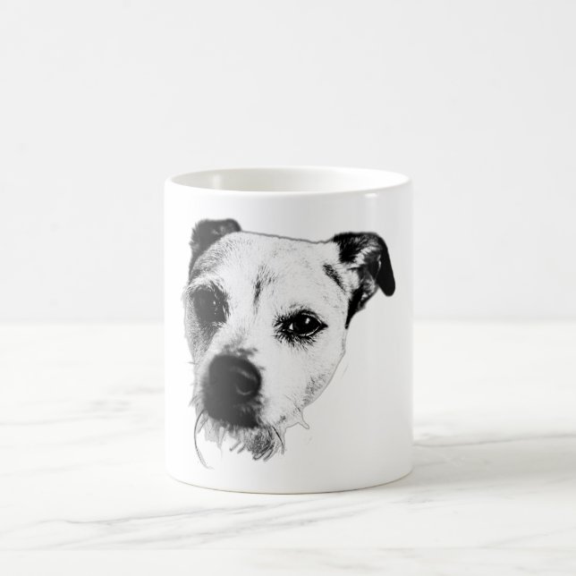 Terrier Mix Nah-Up Monochrome-Tasse Kaffeetasse (Mittel)