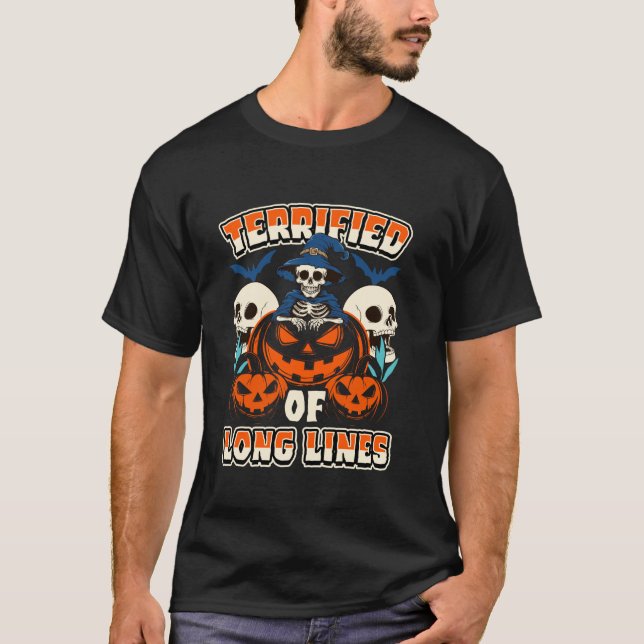 Terrier of Long Lines Funny Skeleton Pumpkin Sku T-Shirt (Vorderseite)