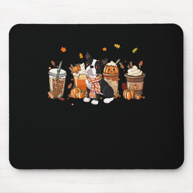 Terrier Pumpkin Gewürz Latte Iced Herbst Hund Fall Mousepad (Vorne)