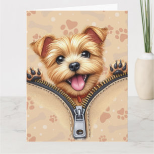 Terrier Puppy in Zipper Pocket Karte