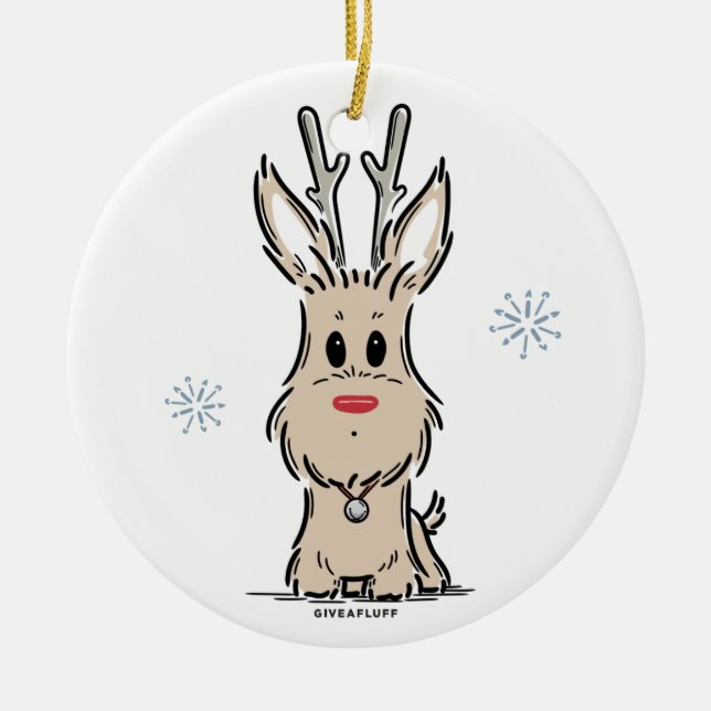 Terrier-Ren-Verzierung Keramikornament (Vorne)