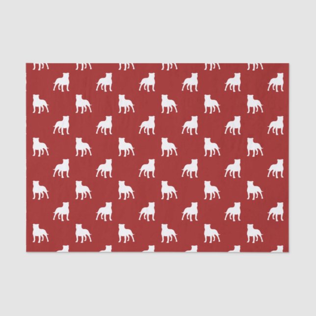 Terrier-Silhouette-Muster-Rot Staffordshires Stier Seidenpapier (Vorderseite)
