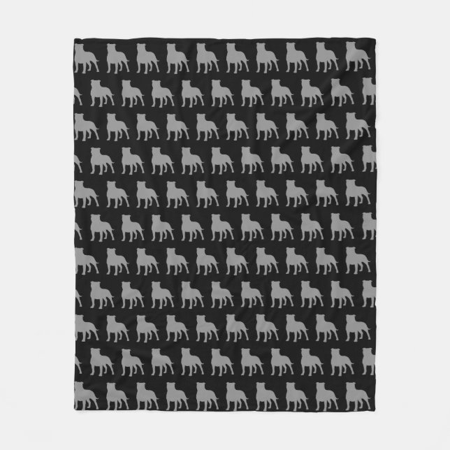 Terrier-Silhouette-Muster Staffordshires Stier Fleecedecke (Vorderseite)