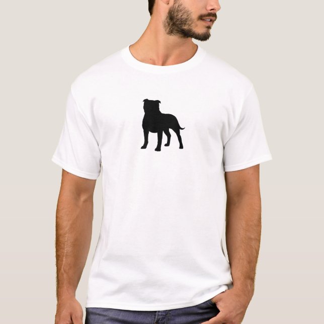 Terrier-Silhouette Staffy Hund Staffordshires T-Shirt (Vorderseite)