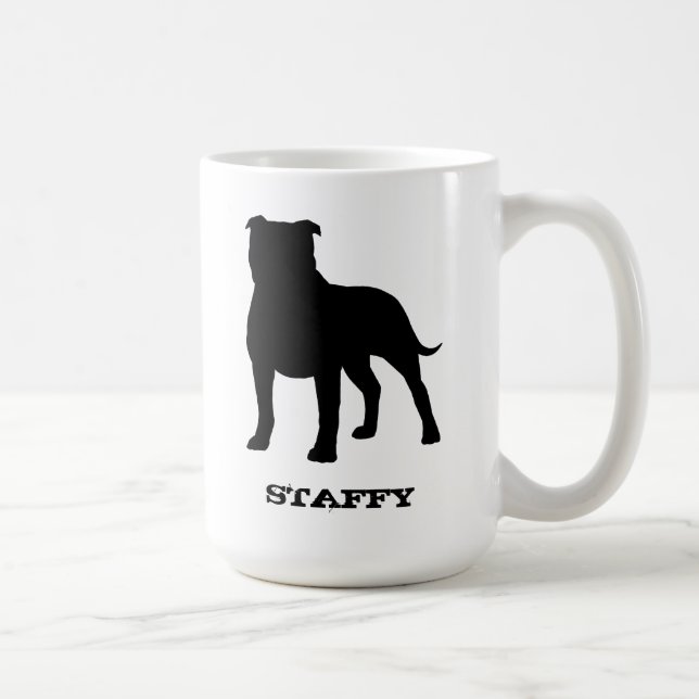 Terrier-Silhouette Staffy Hund Staffordshires Tasse (Rechts)