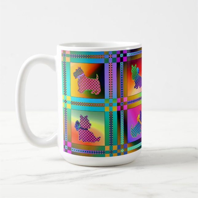 Terrier-Silhouetten in einem Karton-Muster Kaffeetasse (Links)