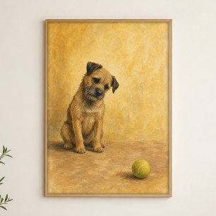 Terrier und der Tennisball Wasserfarbenposter Poster
