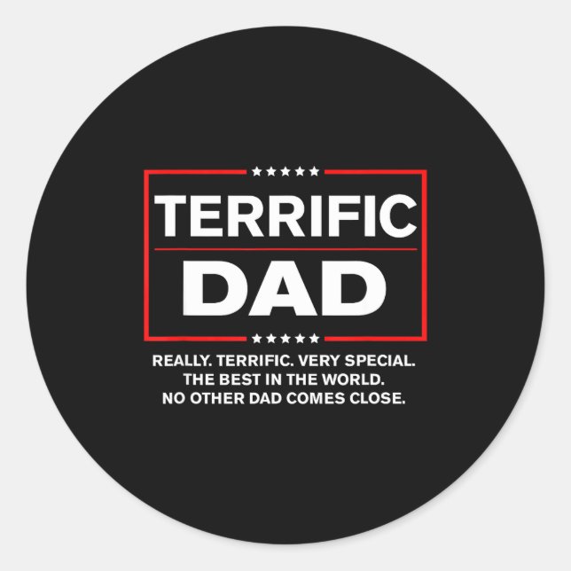 Terrific Dad - Funny Donald Trump Fathers Day  Runder Aufkleber (Vorderseite)