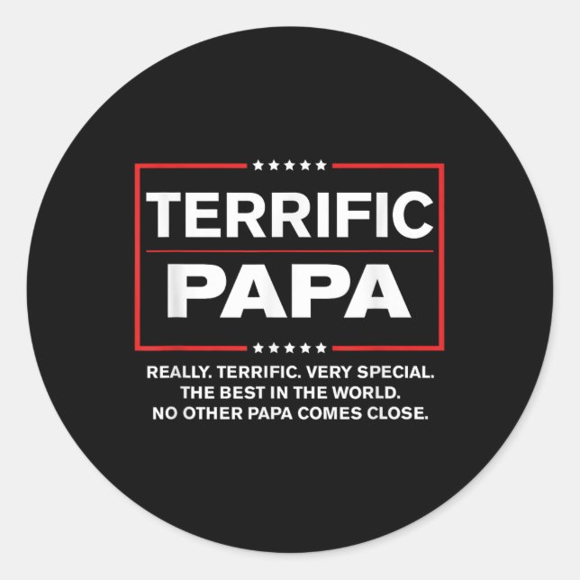 Terrific Papa - Funny Donald Trump Best Papa Runder Aufkleber (Vorderseite)