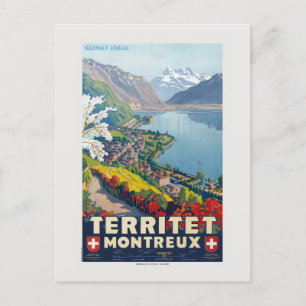 Territet Montreux Vintage Poster 1924 Postkarte