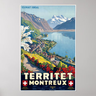 Territet, Vintage Reise Montreux, die Schweiz Poster