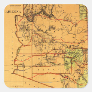 Territorium ArizonaPanoramakarteArizona Quadratischer Aufkleber
