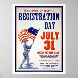 Territory of Hawaii Registration Day 31. Juli Poster