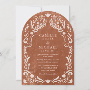 Terrocotta Papel Picado Mexican Wedding Einladung