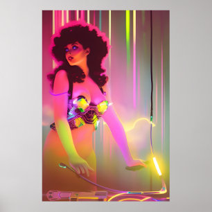 Terror auf der Synthwave-Turntable Surrealist Poster