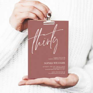 Terrscotta Minimalistisch 30. Geburtstag Einladung