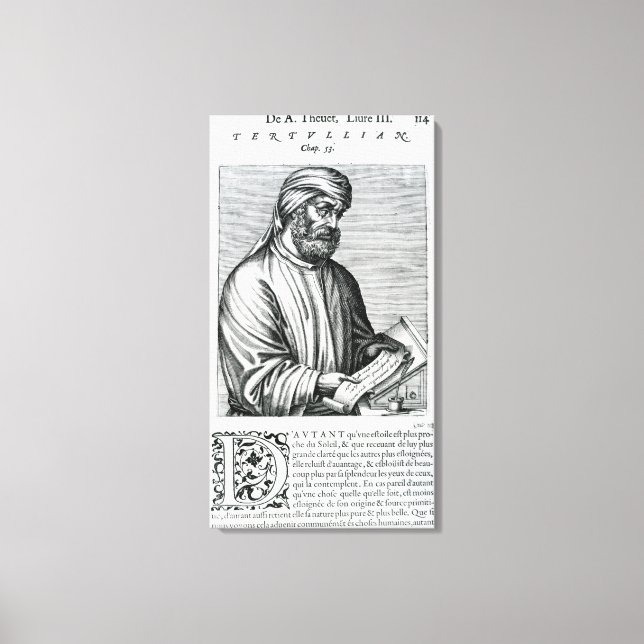 Tertullian, Illustration von Andre Thevet's Leinwanddruck (Vorderseite)