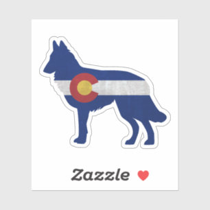 Tervuren Dog Colorado Flag Silhouette Aufkleber