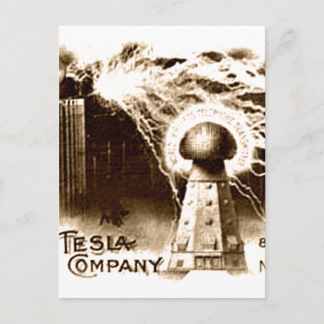 Tesla-Briefkopf Postkarte (Vorderseite)
