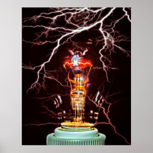 TESLA COIL LIGHT BULB POSTER