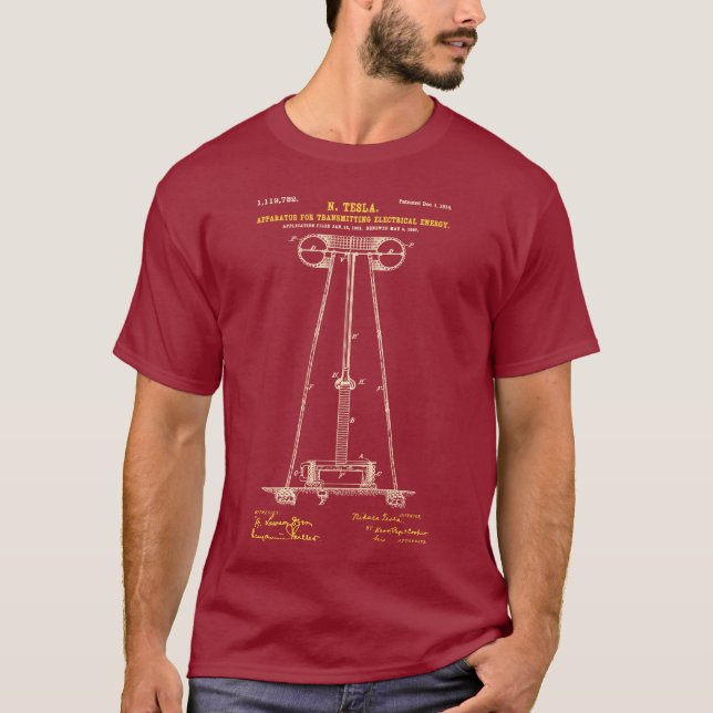 Tesla Coil Maroon T-Shirt (Vorderseite)