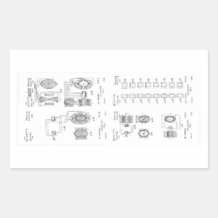 Tesla Elecro-Magnet Bewegungspatent US381968 p 1-4 Rechteckiger Aufkleber