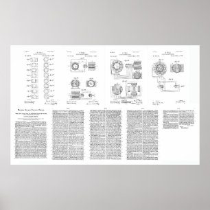 Tesla Elecro-Magnet Motorpatent US381968 p 1-9 Poster