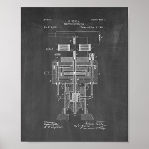 Tesla Electric Generator Patent - Chalkboard Poster