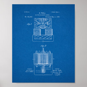 Tesla elektromagnetisches Bewegungspatent - Plan Poster
