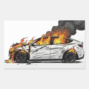 Tesla in Flammen Rechteckiger Aufkleber