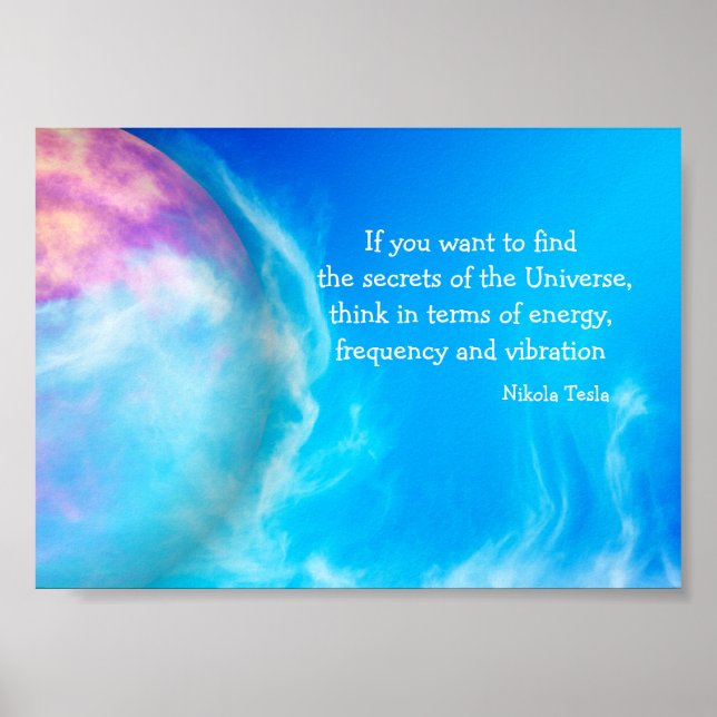 Tesla Quote Geheimnisse des Universe Poster (Vorne)