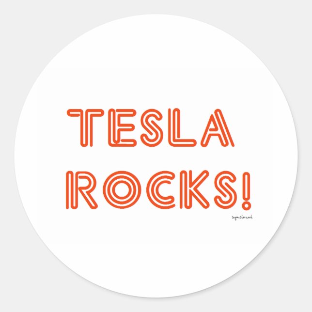 Tesla Rocks! Runder Aufkleber (Vorderseite)