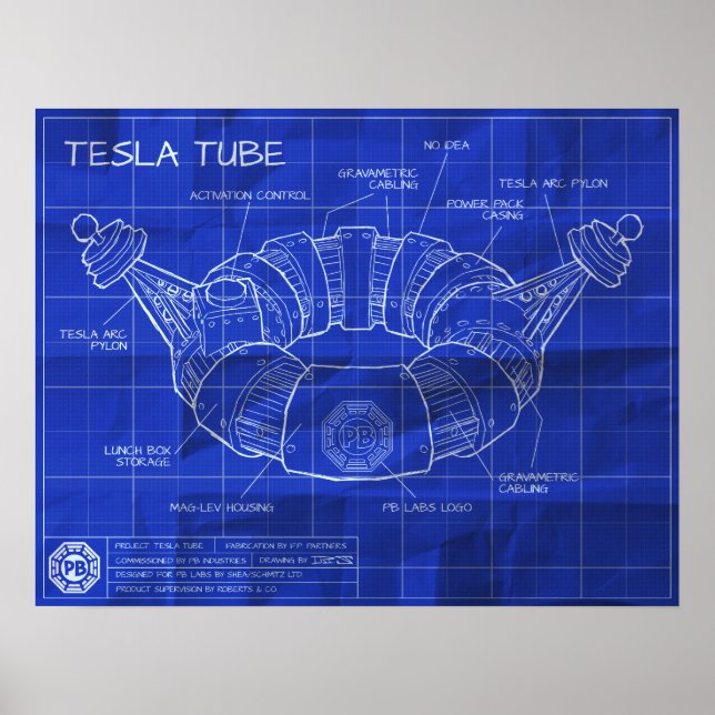 Tesla Tube Blueprints Poster (Vorne)