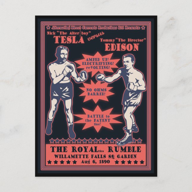 Tesla vs. Edison Postkarte (Vorderseite)