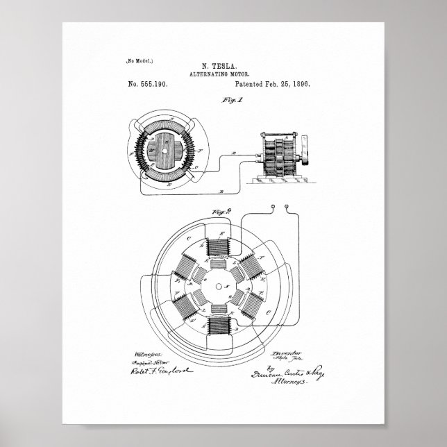 Tesla-Wechselmotor-Patent Poster (Vorne)