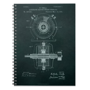 Tesla-Wechselstrommotor-Blueprint Notizblock