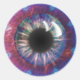 Tesla's Eye-Fraktal Design Runder Aufkleber