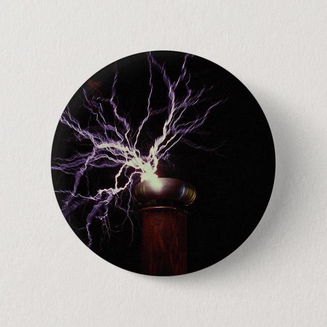 Teslaspule mit Lichtbogen Button (Vorderseite)