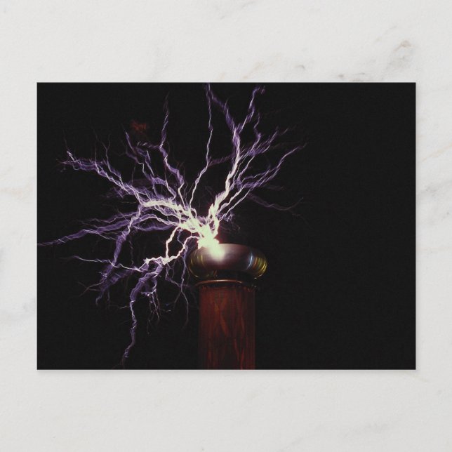 Teslaspule mit Lichtbogen Postkarte (Vorderseite)