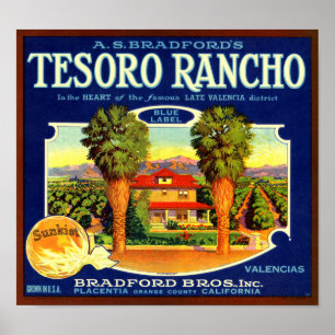 Tesoro Rancho Orange Fruchtkistenetikett Poster