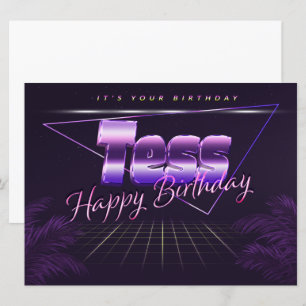 Tess Name Vorname lila retro Karte Geburtstag