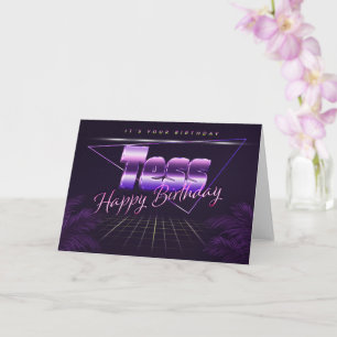 Tess Name Vorname lila retro Karte Geburtstag